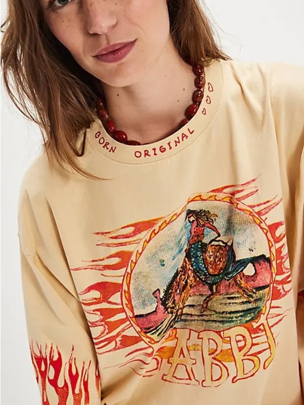 🔥 NWOT | Free People SABBI | SOLD OUT | "Flaming Cowboy" t-shirt | size XS - Picture 3 of 8